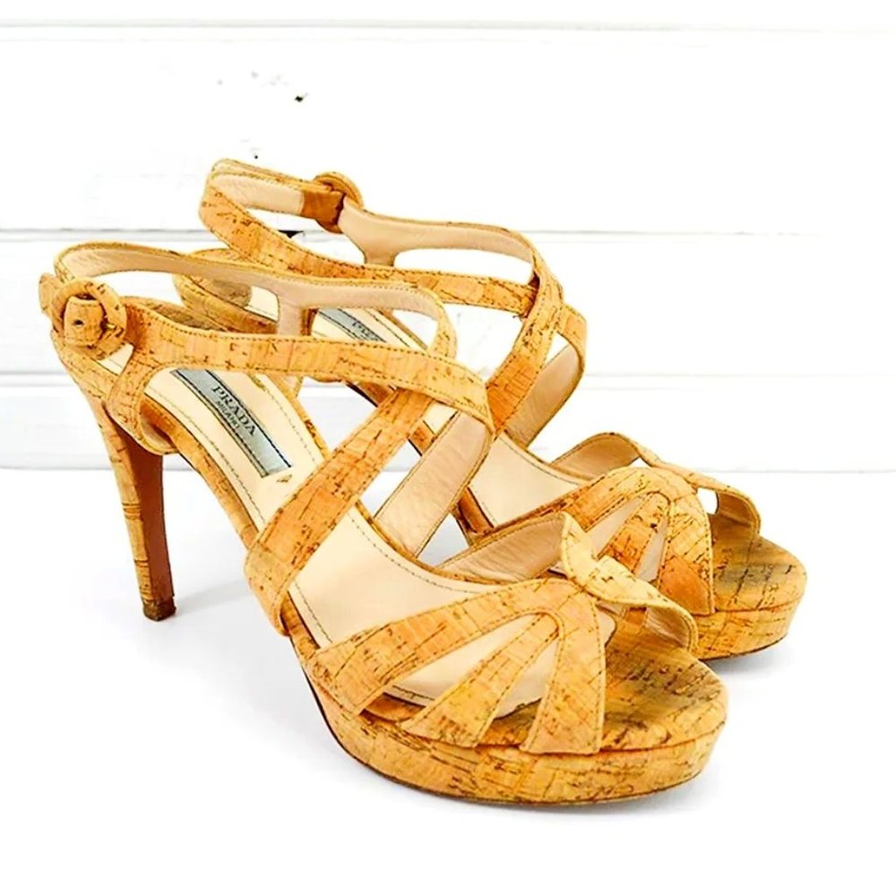 Prada Cork Platform Pumps